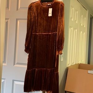 NWT L.K. Bennett velvet bohemian rust orange dress